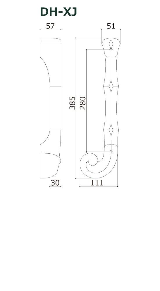 木製ドアハンドル DH-XJ